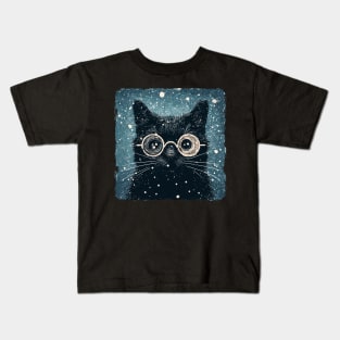 Artistic black cat impressionism abstract art Kids T-Shirt